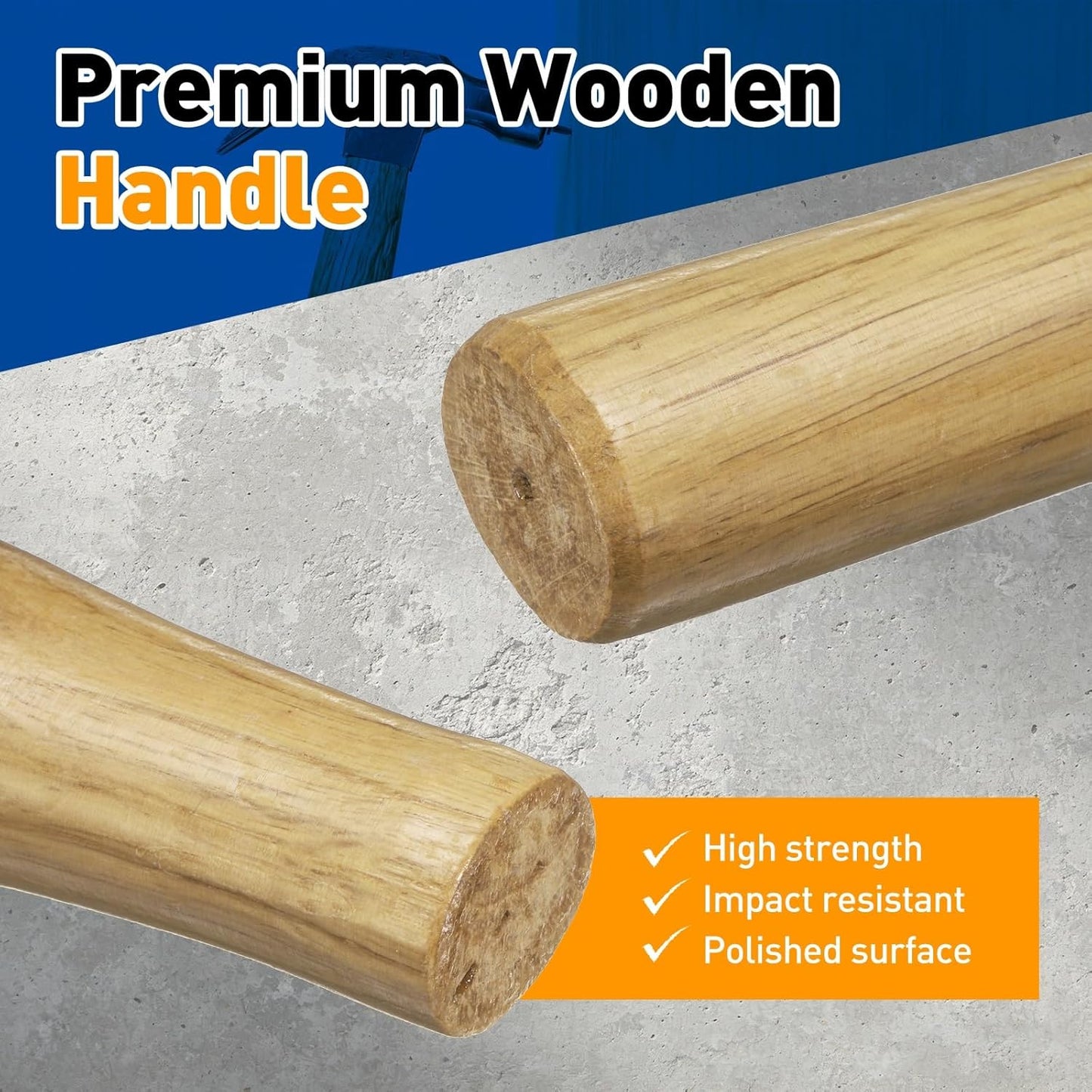 3 Pzas Mango Martillo Madera 13.6pulg Cuñas Redondas Carpintería