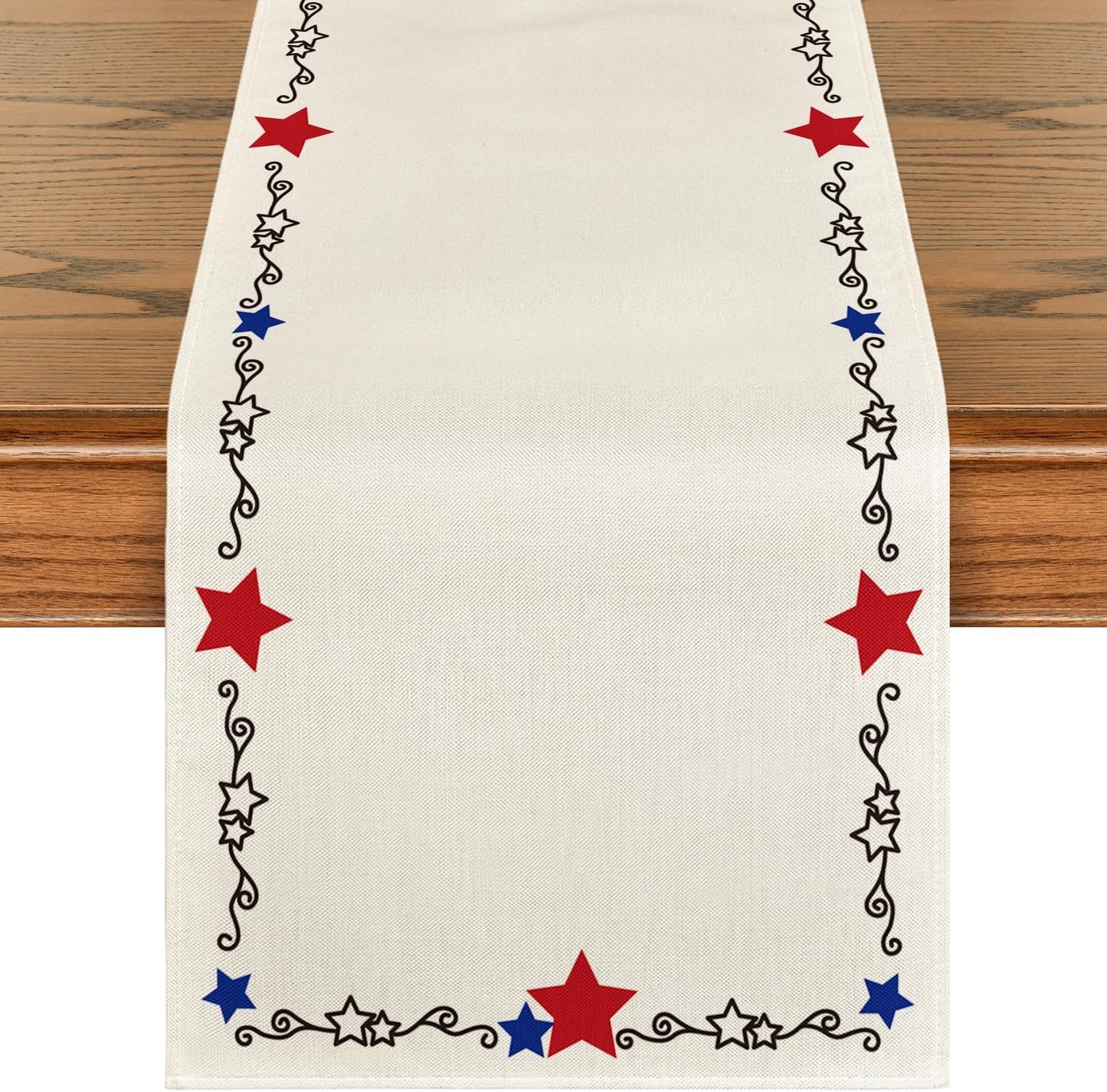 Camino mesa patriótico beige estrellas 13x72pulg