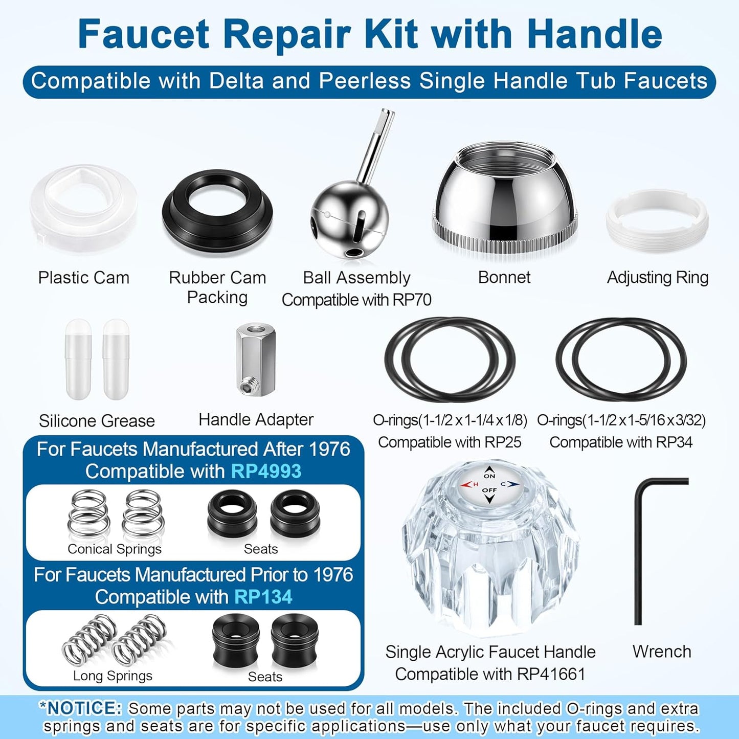 Kit reparación grifo compatible Delta RP44123 bola asiento resorte