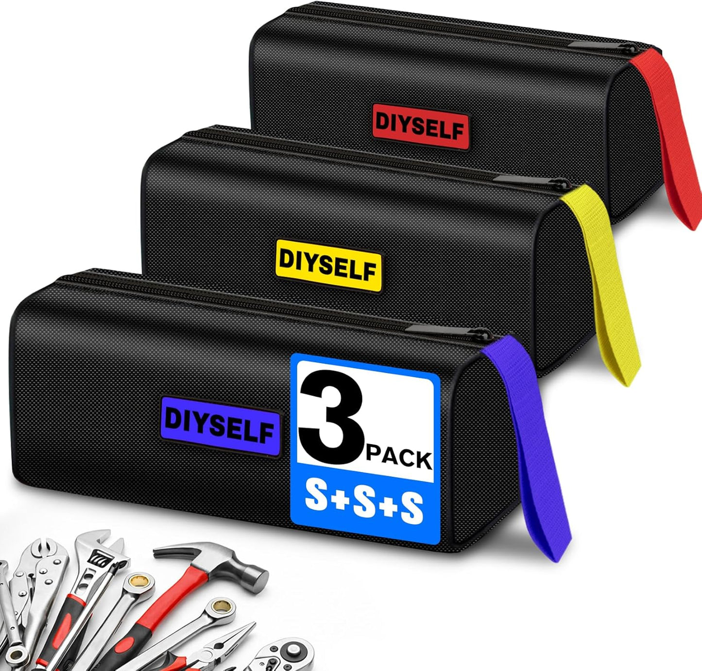 Paquete 3 Bolsas Herramientas Portátiles 9.5pulg Resistente