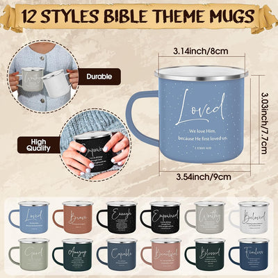 Tazas Café Esmaltadas 12oz con Versículo Bíblico Color Bohemio