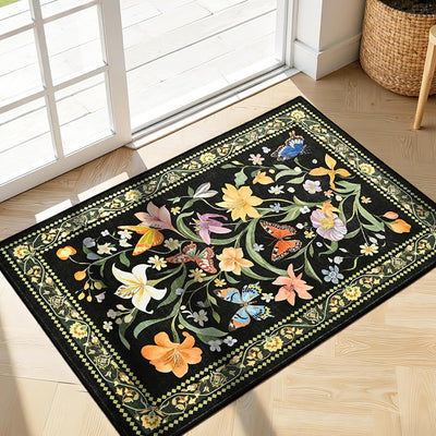 Alfombra antideslizante lavable 2x3pulg vintage suave pelo bajo