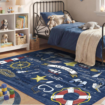 Alfombra náutica suave 5x7ft azul oscuro antideslizante