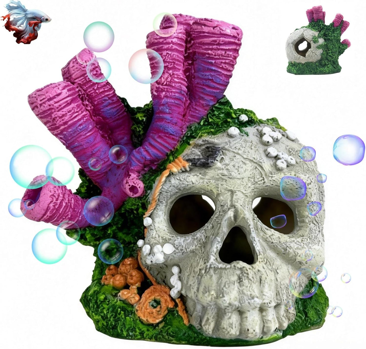Escondite resina acuario decoración calavera peces