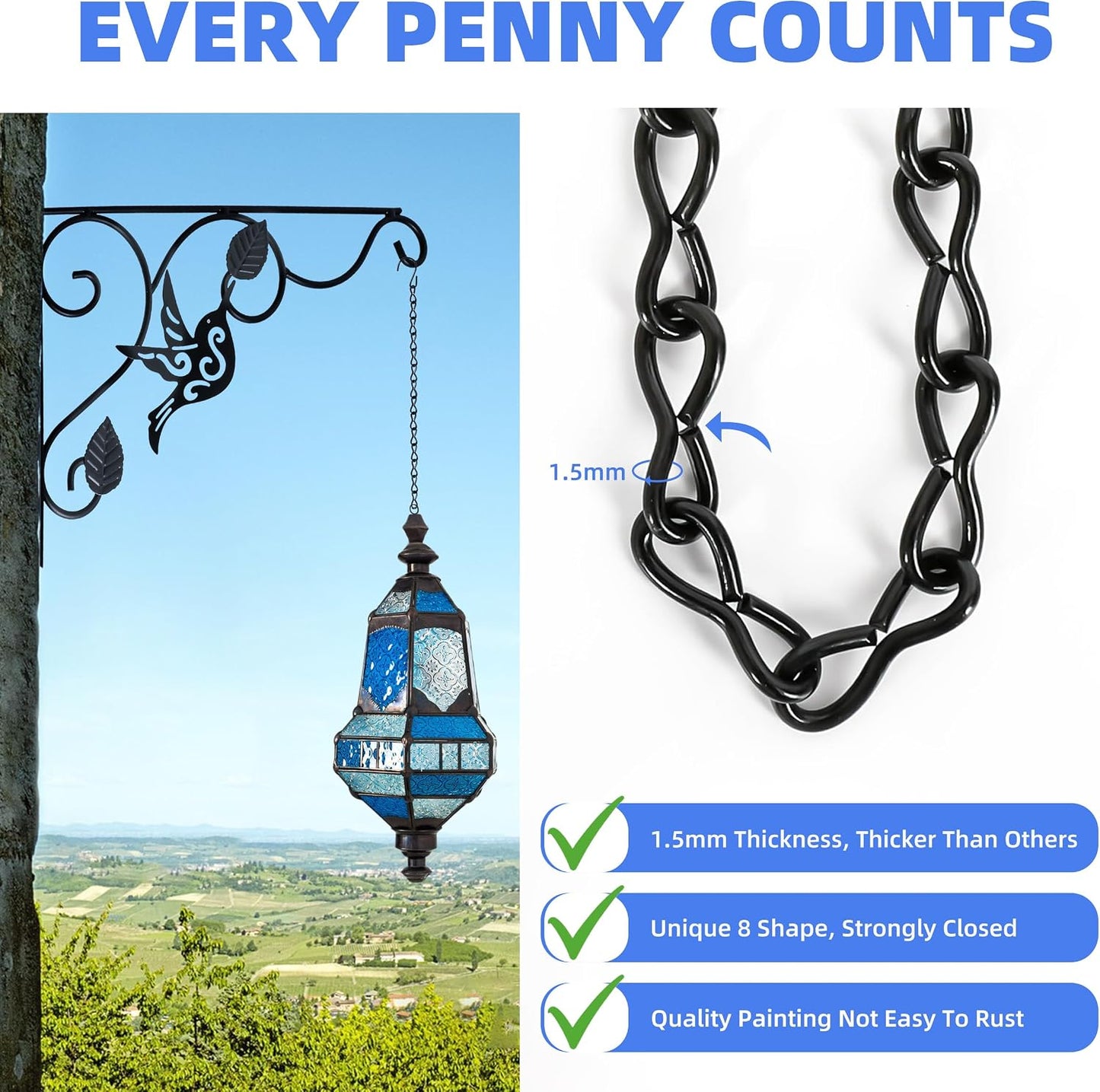 Cadenas colgantes 9.5pulg 6uds para macetas y campanillas
