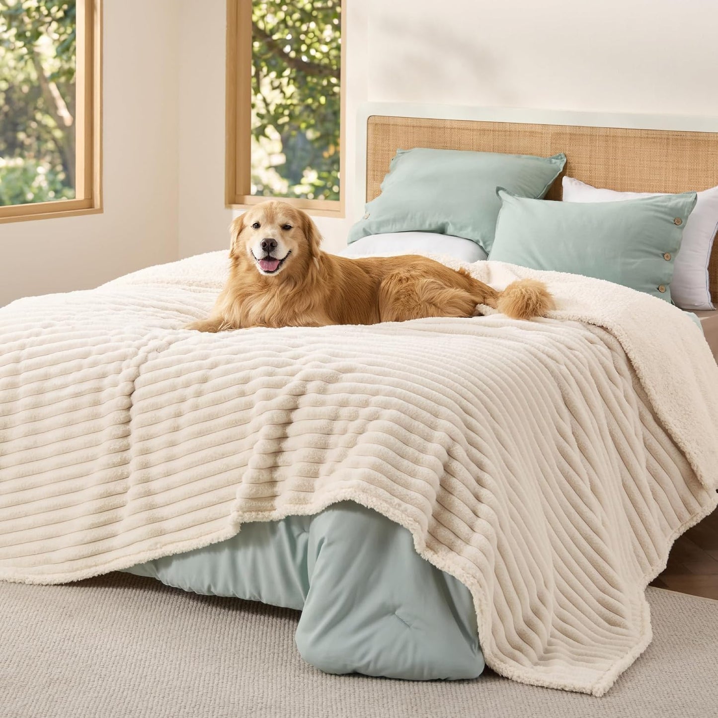 Manta impermeable para perros grandes felpa suave reversible