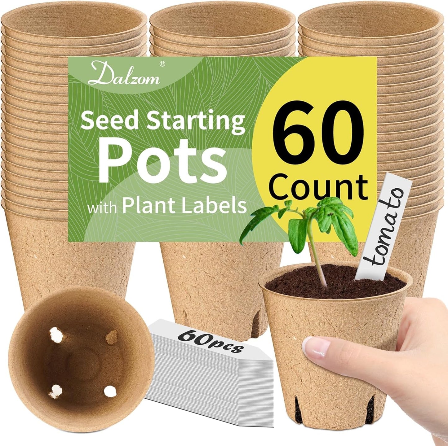 Macetas Turba 3.1pulg con Etiquetas Biodegradables