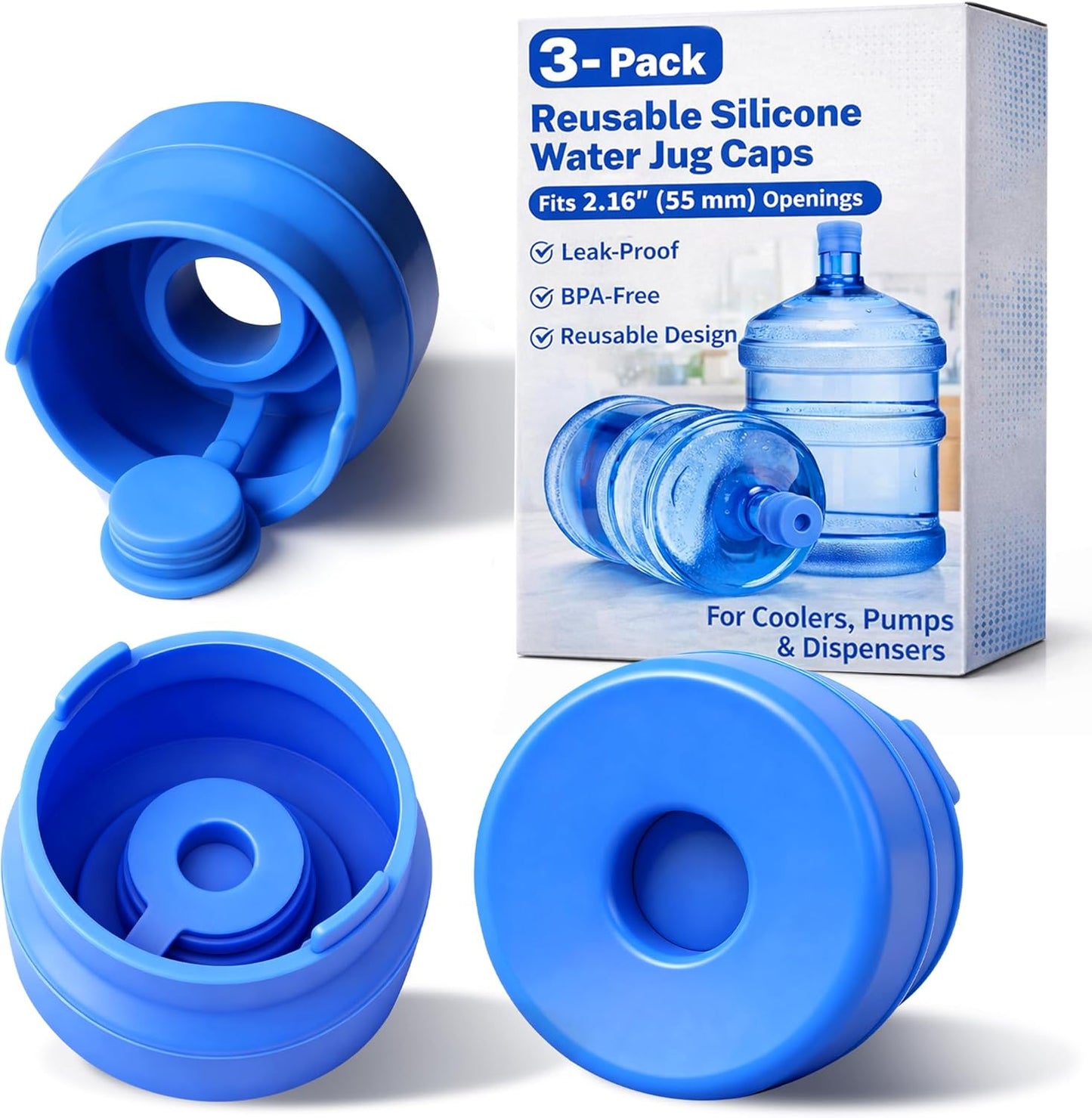 Tapa silicona para jarra 5gal set 3 reutilizables 2.16pulg