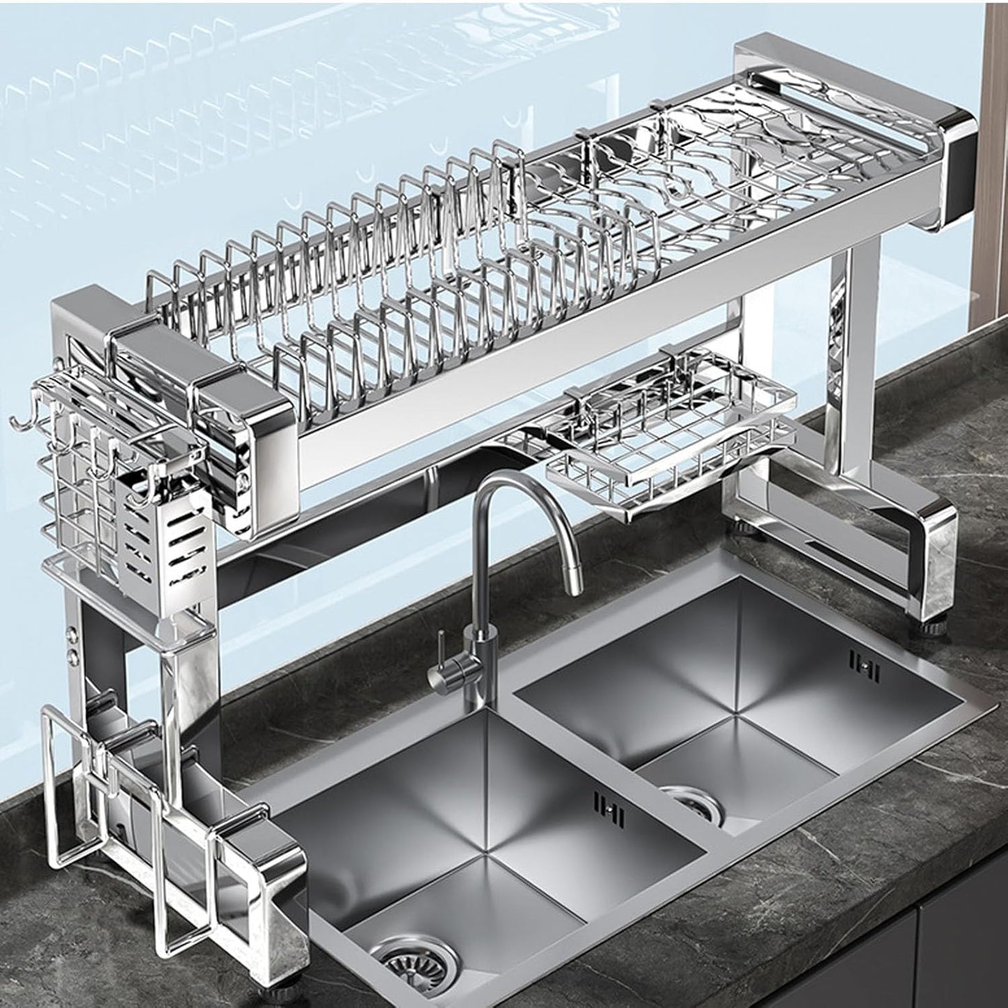 Escurridor acero inox para fregadero capacidad grande
