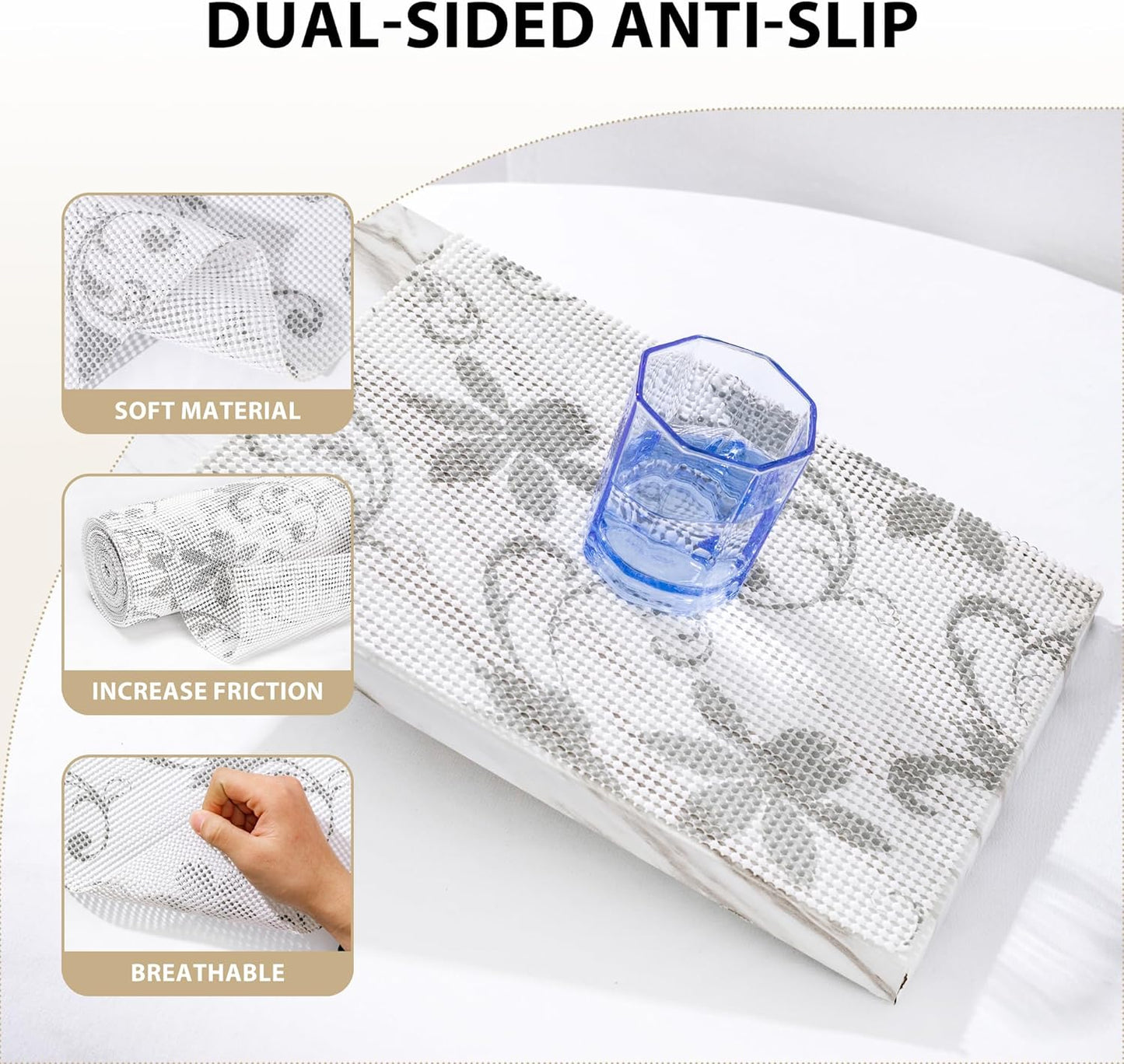 Revestimiento para estantes y cajones de cocina sin adhesivo antideslizante blanco 12x10