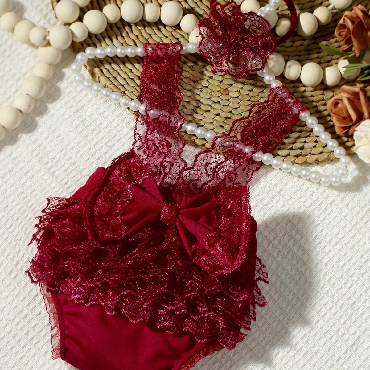 Traje foto recién nacido encaje accesorios niña