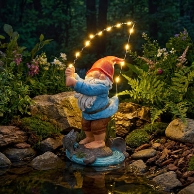 Estatua gnomo solar 8.5pulg decoración jardín regalo