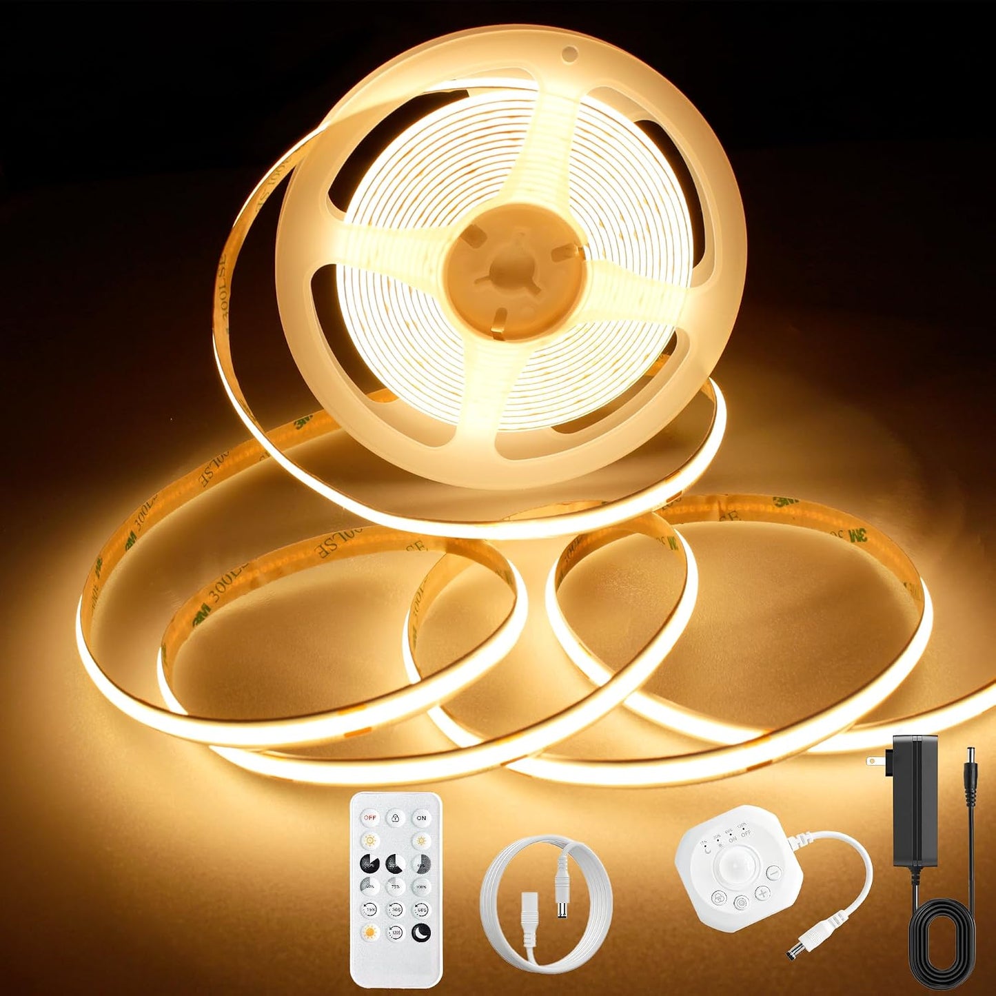 Tira LED COB sensor movimiento 24V 9.84pies 3000K