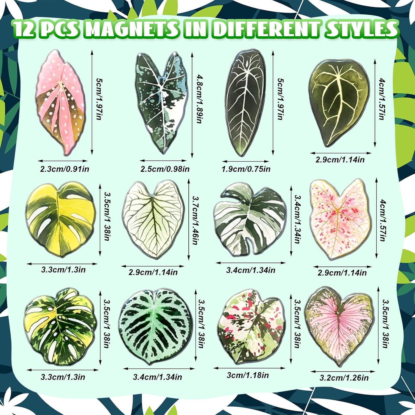 Imanes de nevera en forma de hoja tropical 3D para cocina y hogar