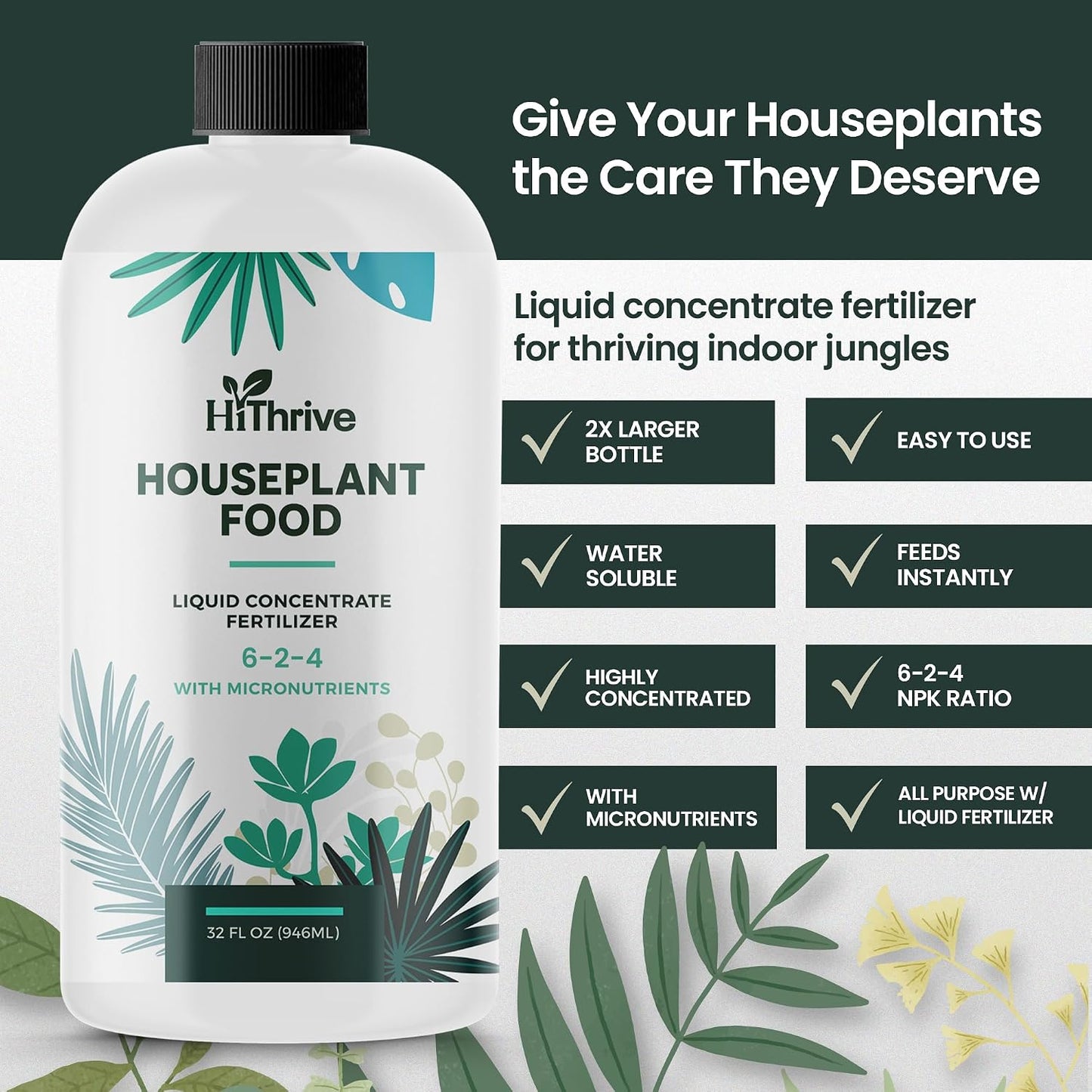 Fertilizante para plantas de interior 32oz multiusos 175gal