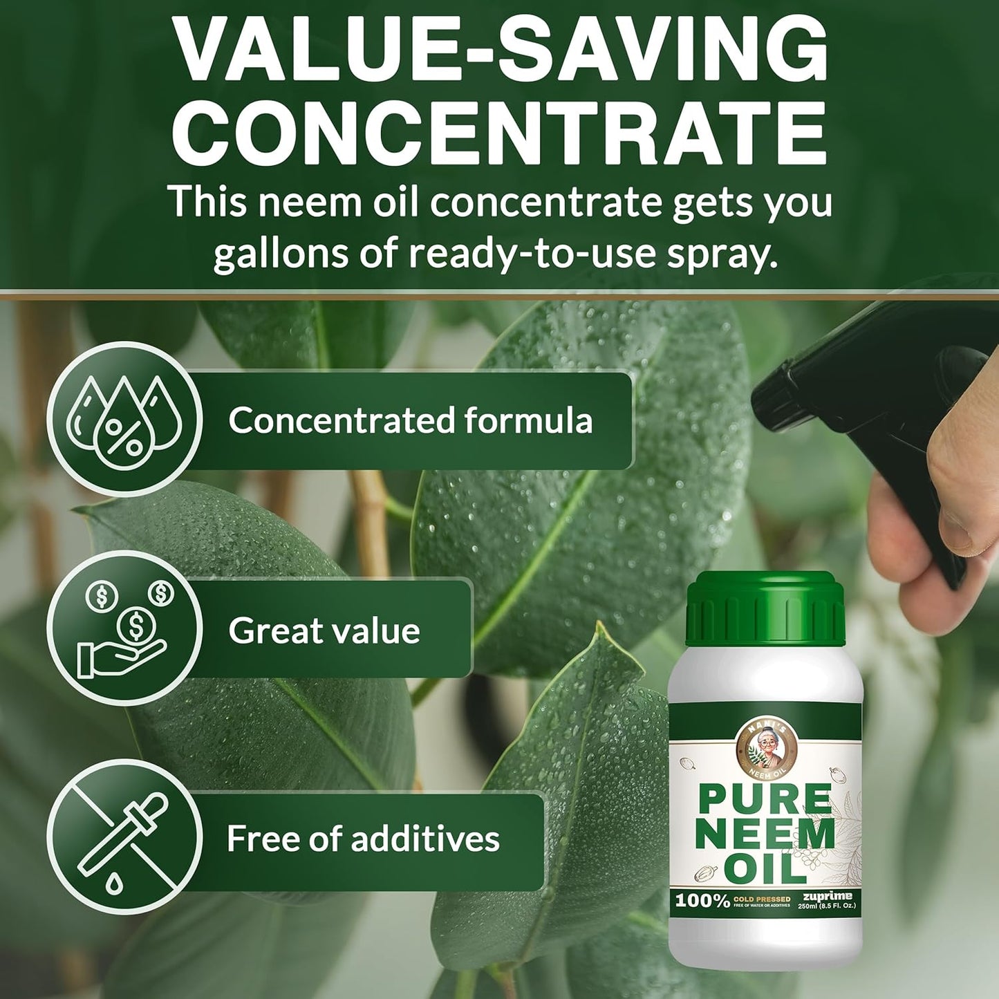 Aceite Neem Puro Nani's para Plantas Orgánico Exterior e Interior