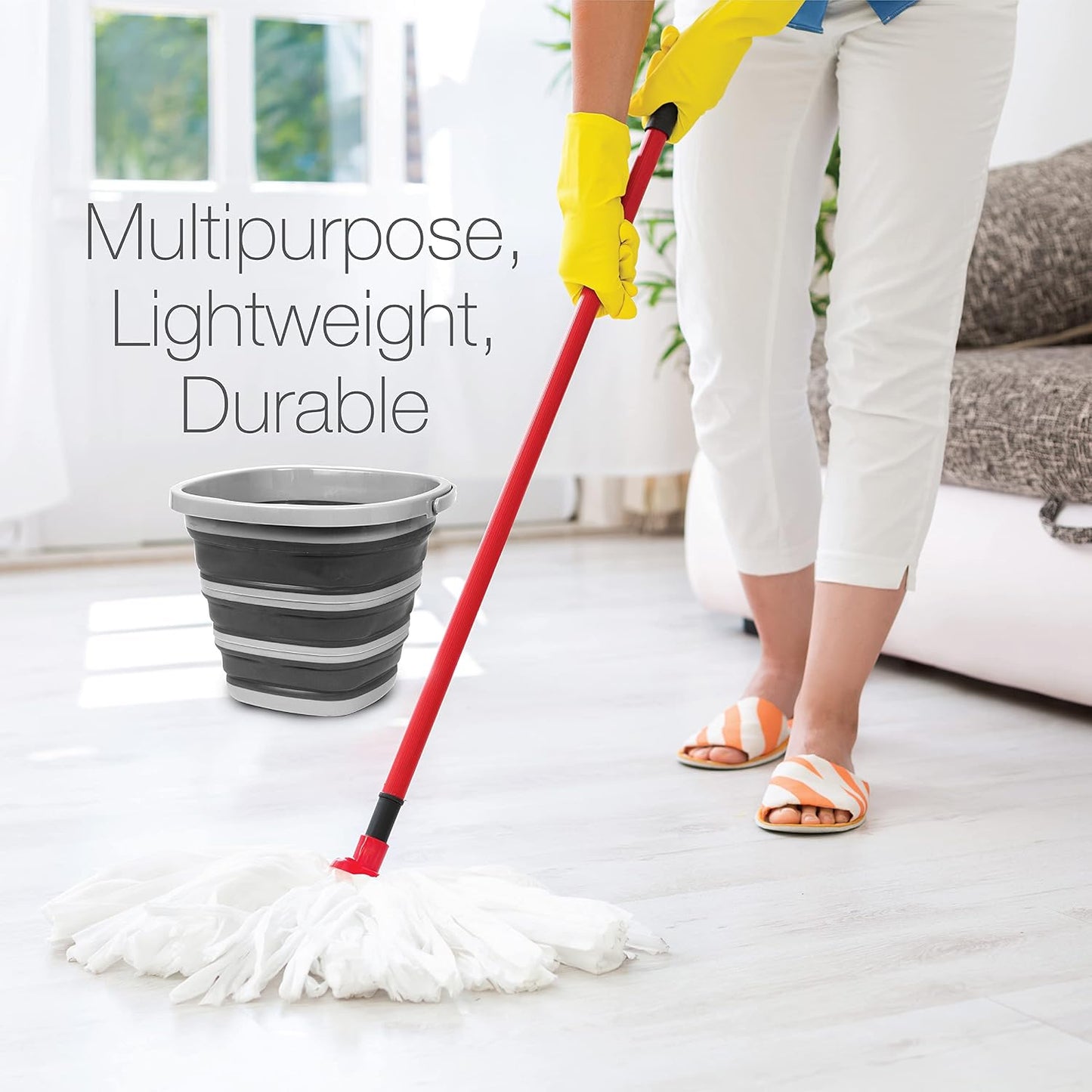 Cubo plegable limpieza hogar y auto 10L gris