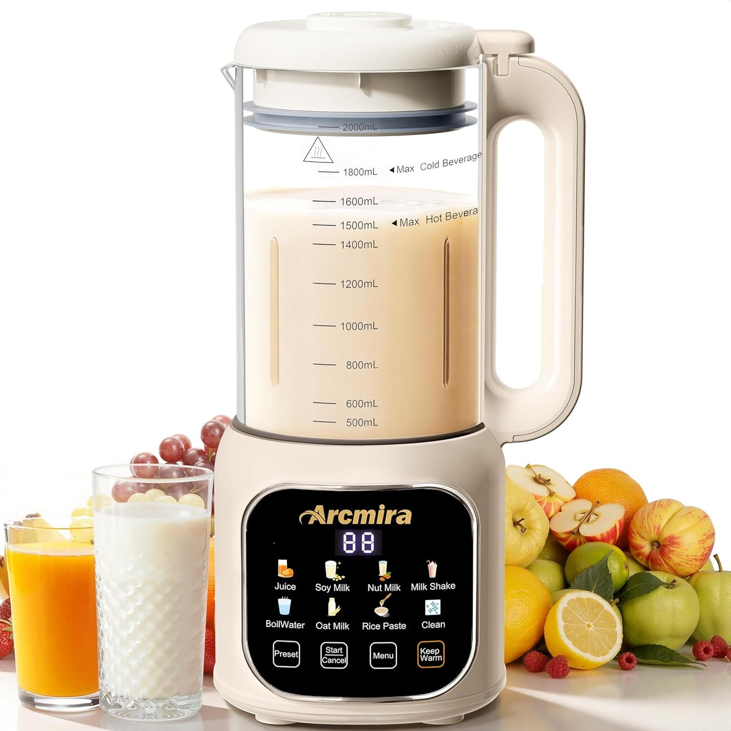 Máquina 8en1 para leche de nueces 68oz autolimpieza sin remojo