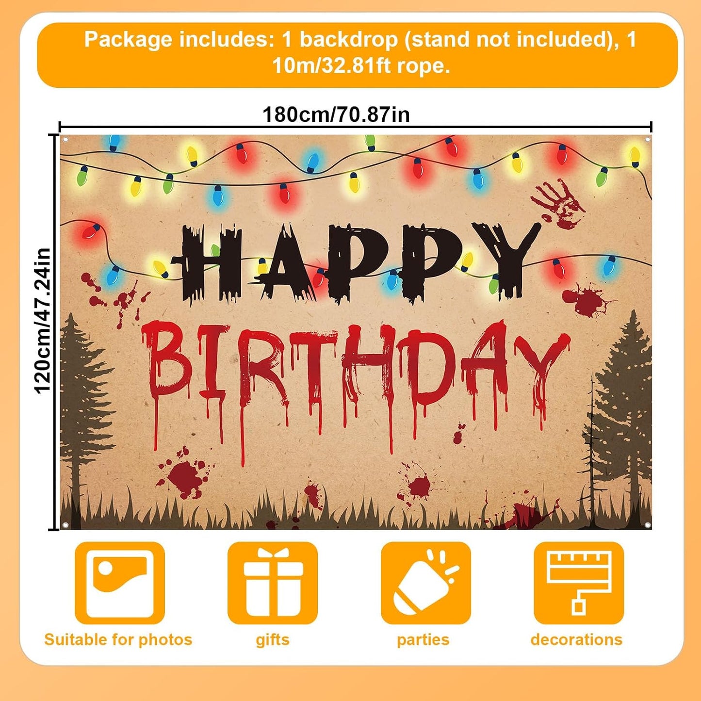 Telón cumpleaños espeluznante 70x47pulg decoración terror
