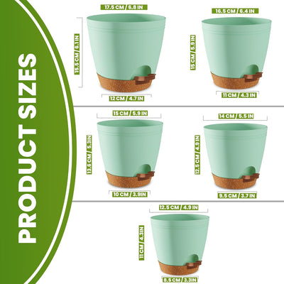 Set 5 Macetas Interior con Drenaje 6.8/6.4/5.9/5.5pulg
