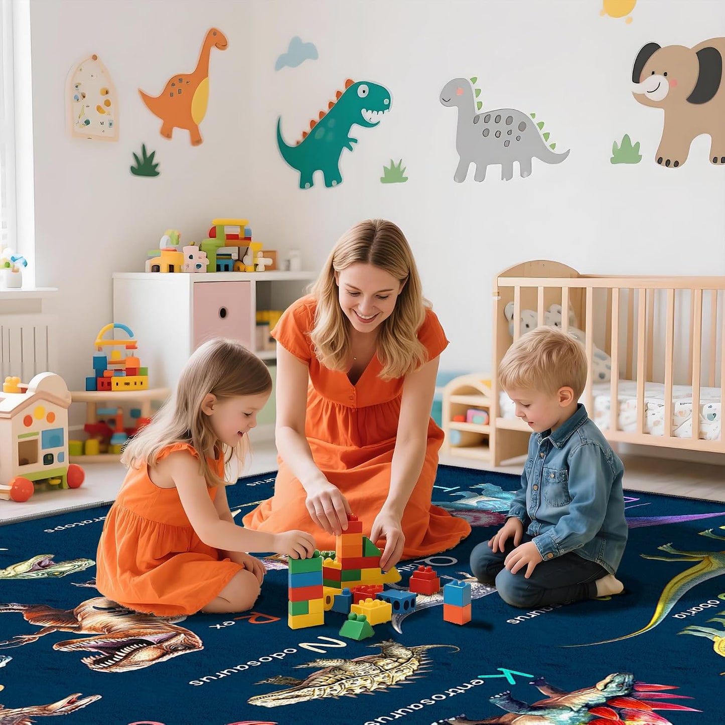 Alfombra dinosaurio 9x12ft educativa ABC suave antideslizante