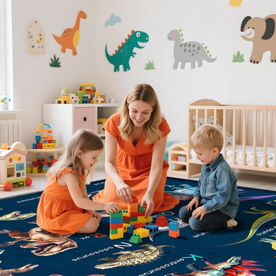 Alfombra dinosaurio 9x12ft educativa ABC suave antideslizante
