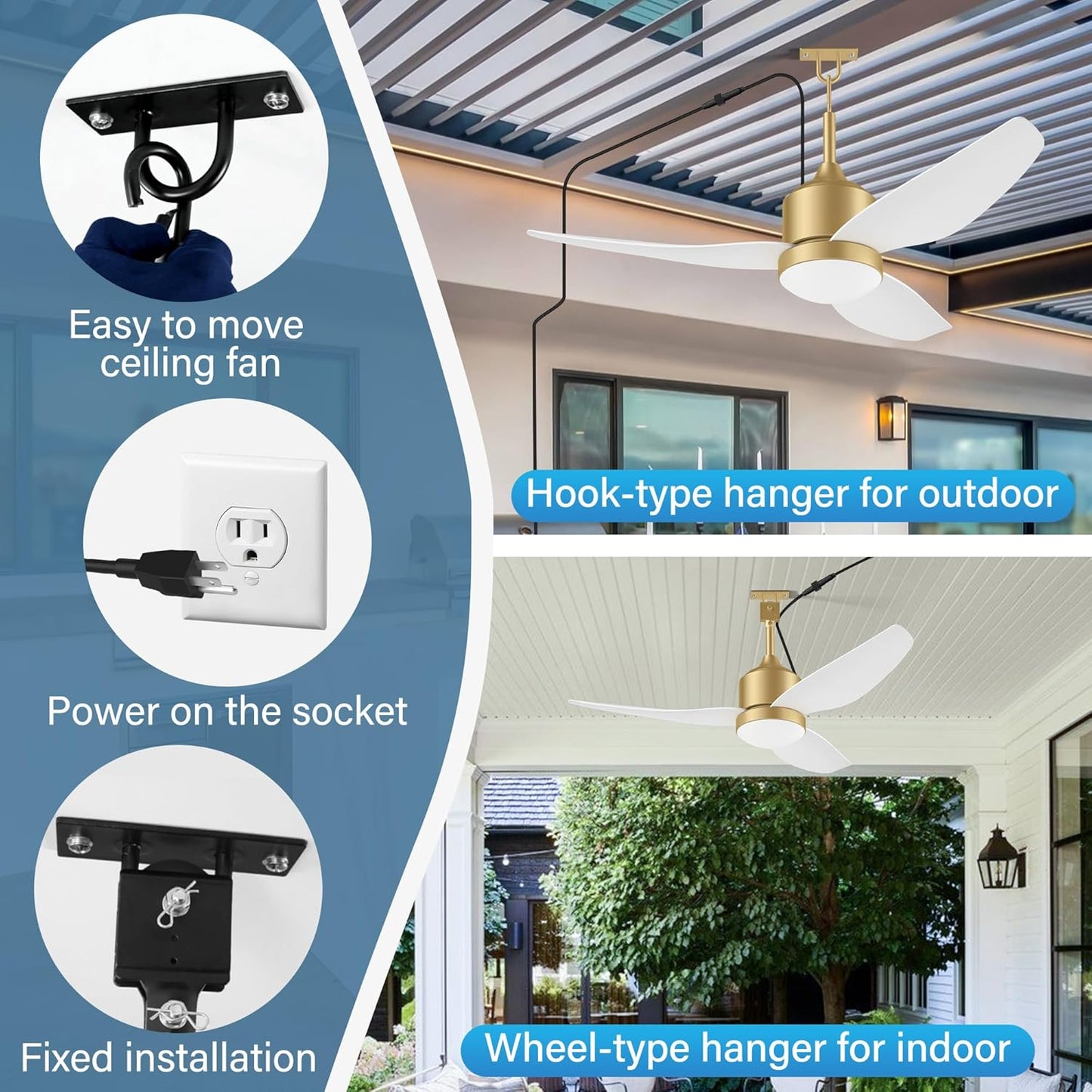 Ventilador techo exterior 42pulg luces control remoto IP65 motor CC