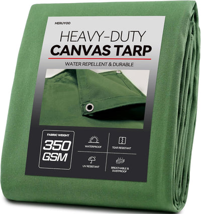 Lona 20x40 pulg 350gsm verde resistente ojales inox para exteriores