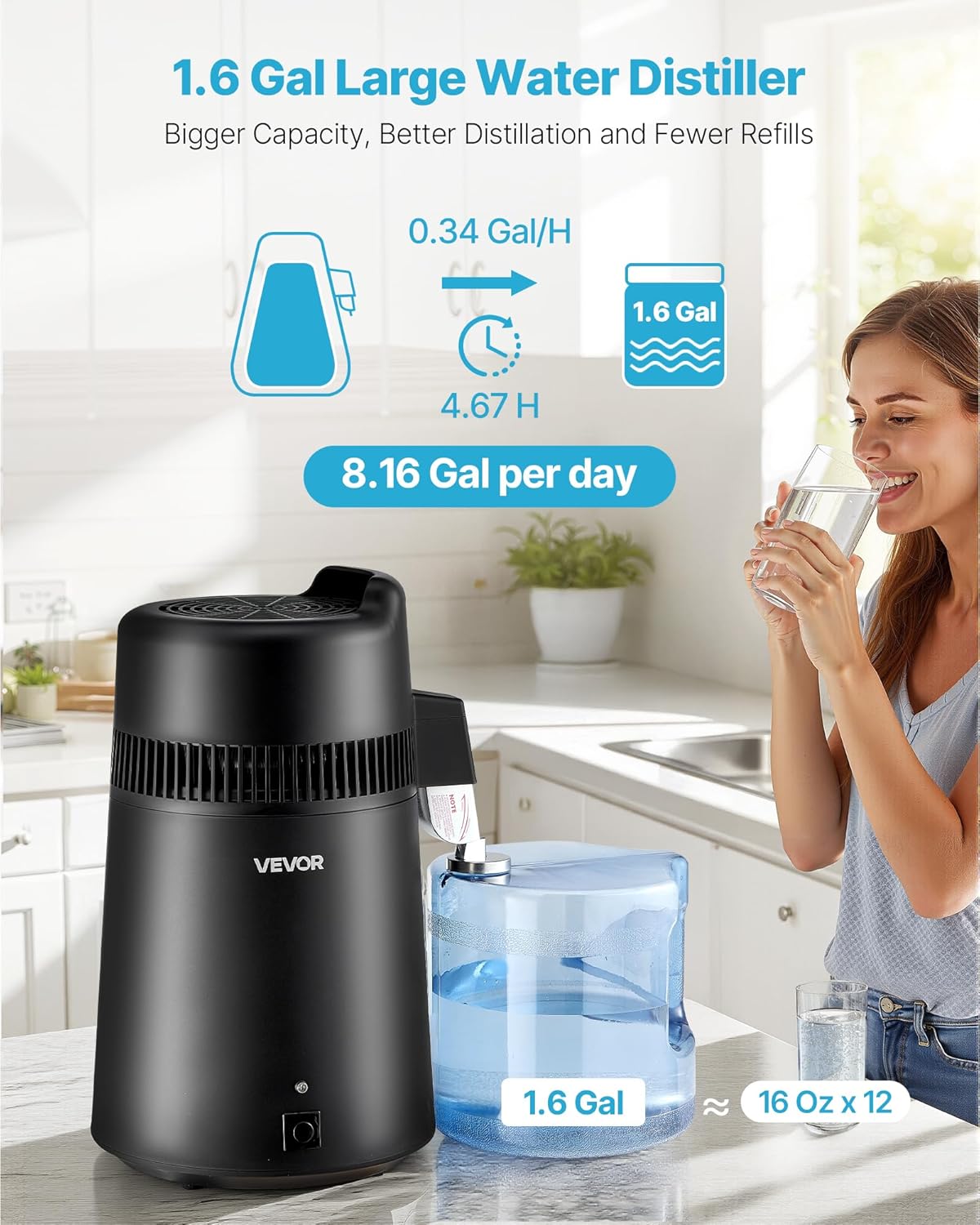 Destilador agua encimera 6l 900W acero inox sin BPA