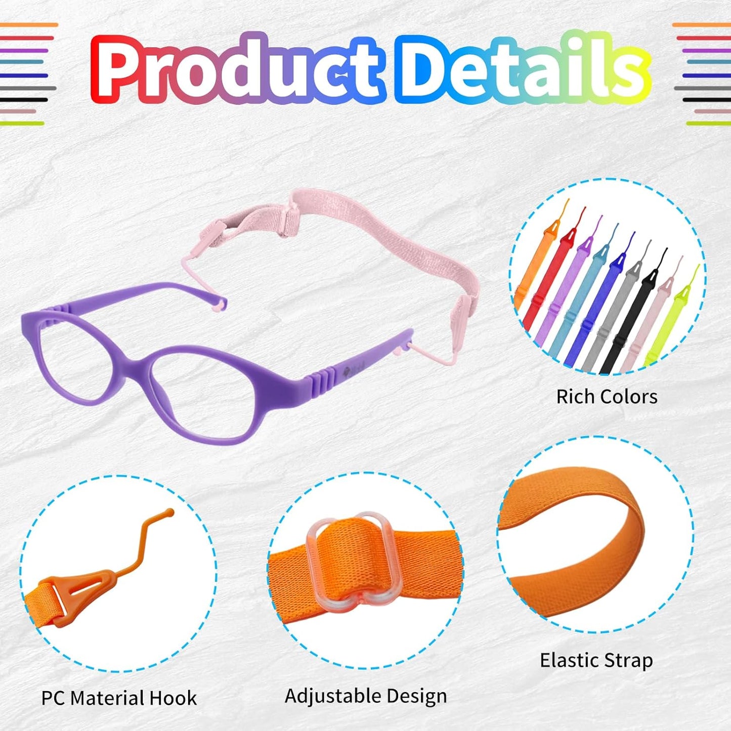 Correas lentes comp Dilli Dalli 9 pzas nailon elástico antidesliz