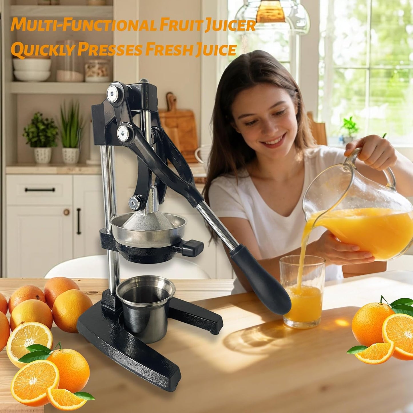 Exprimidor hierro fundido con taza acero inox