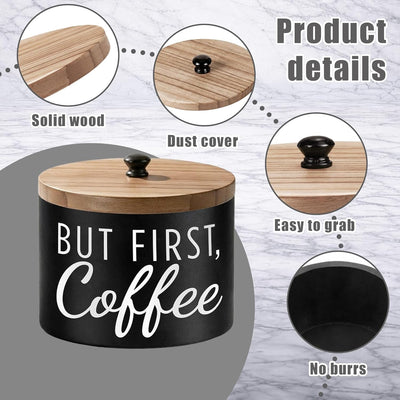 Soporte para filtro de café con tapa de madera ro, organizador para filtros de cesta, cono y fondo plano