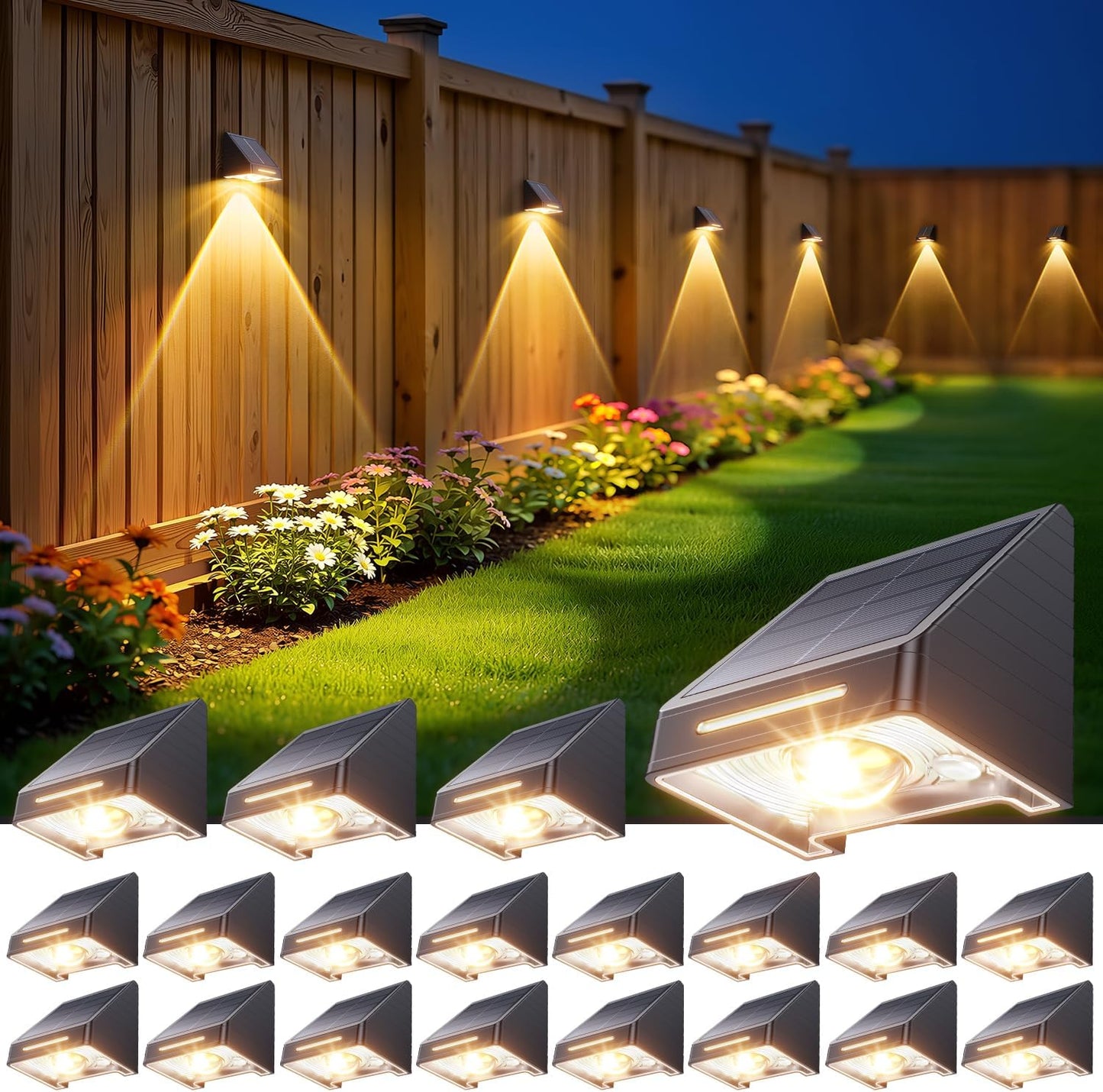 Luz solar para valla 20 pzas 10 modos 9 colores exterior
