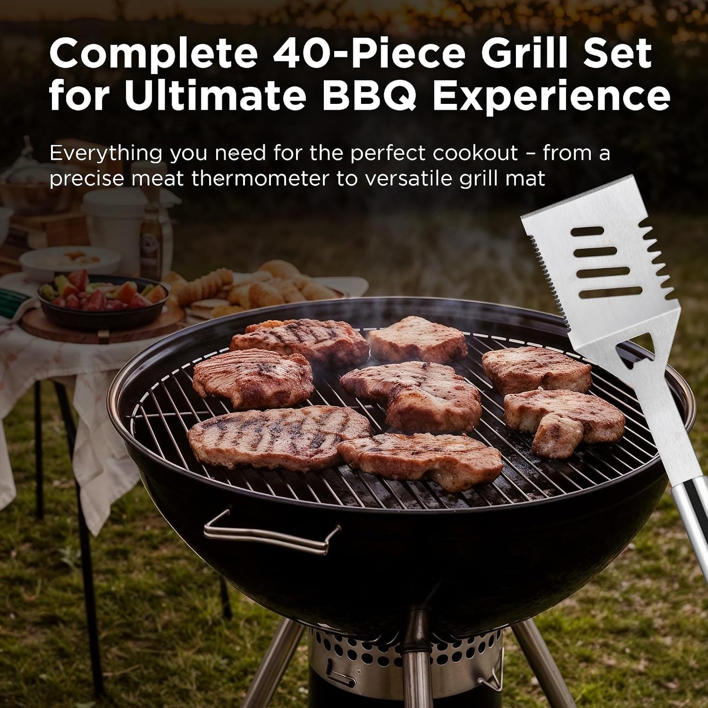 Juego 40 Pzas Accesorios Parrilla Acero Inox