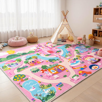 Alfombra rosa para dormitorio niñas 4x5ft antideslizante ultrasuave