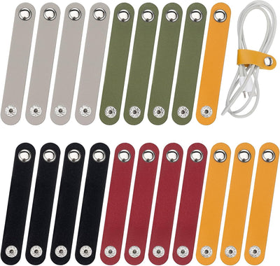 20 Organizadores Cables Cuero Reutilizable Colores Surtidos