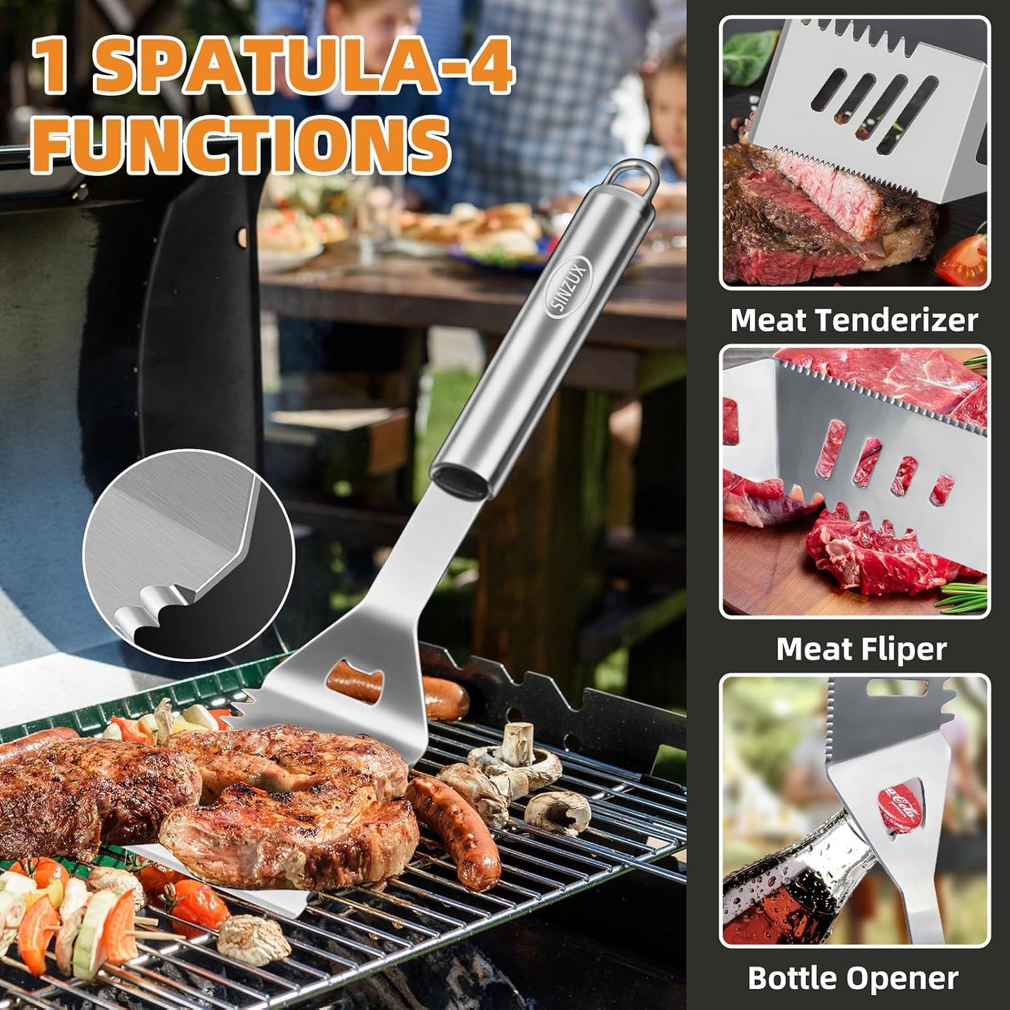 Set 15 accesorios parrilla acero inox con bolsa