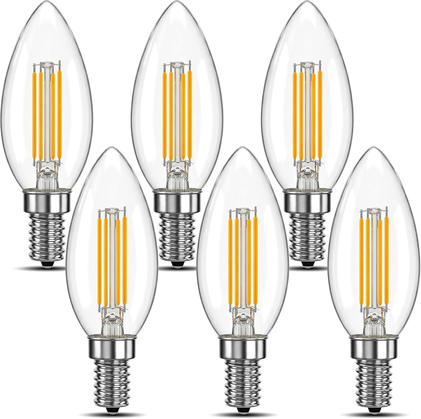 Bombilla E12 LED filamento 2700K blanco suave pack 6