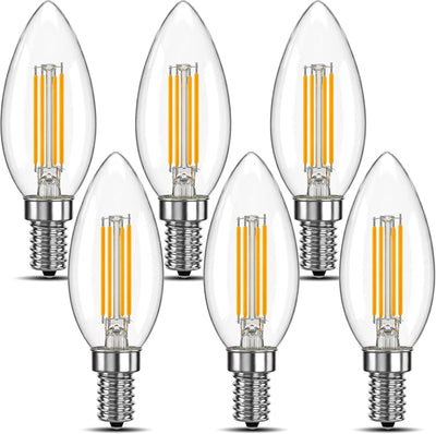 Bombilla E12 LED filamento 2700K blanco suave pack 6