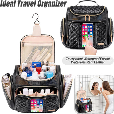 Neceser cuero resistente agua baño viaje bolsillo transparente