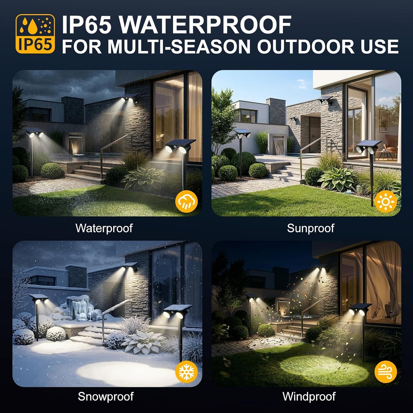 Focos solares sensor movimiento 2 modos impermeable 4uds