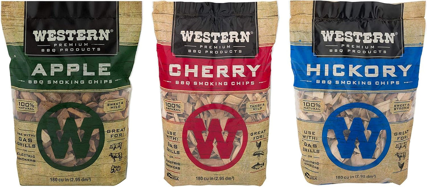 Paquete virutas madera ahumar 3 sabor manzana hickory cereza