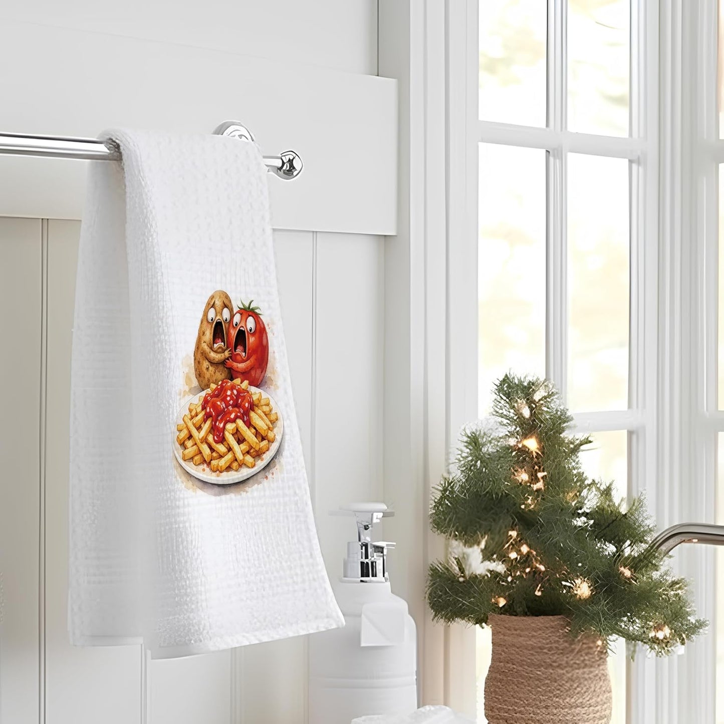 Toallas de cocina decorativas con papas y tomates, 16 x 24 pulgadas