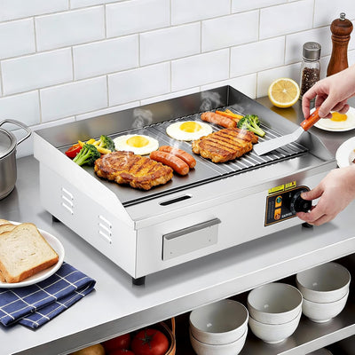Parrilla eléctrica semiplana acero inox 22pulg 1700W ajustable