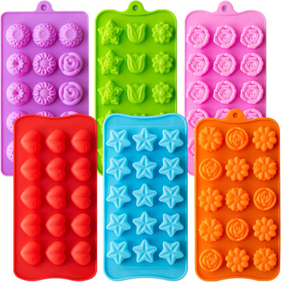 6 Moldes Silicona Alimenticio Antiadherente para Chocolate y Dulces