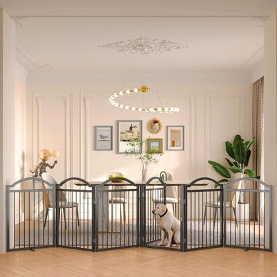 Puerta metal perros sin ensamblaje 144x32pulg valla plegable