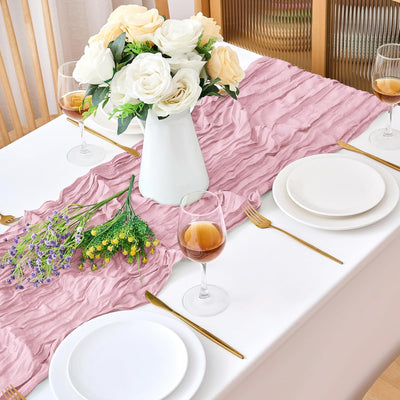 Paquete de 4 caminos de mesa de gasa rosa 21.5 x 120 pulgadas bohemia para bodas y fiestas