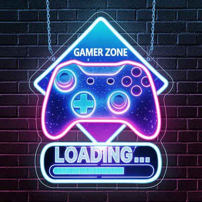 Letrero neón Gamer Zone Cyberpunk para sala juegos