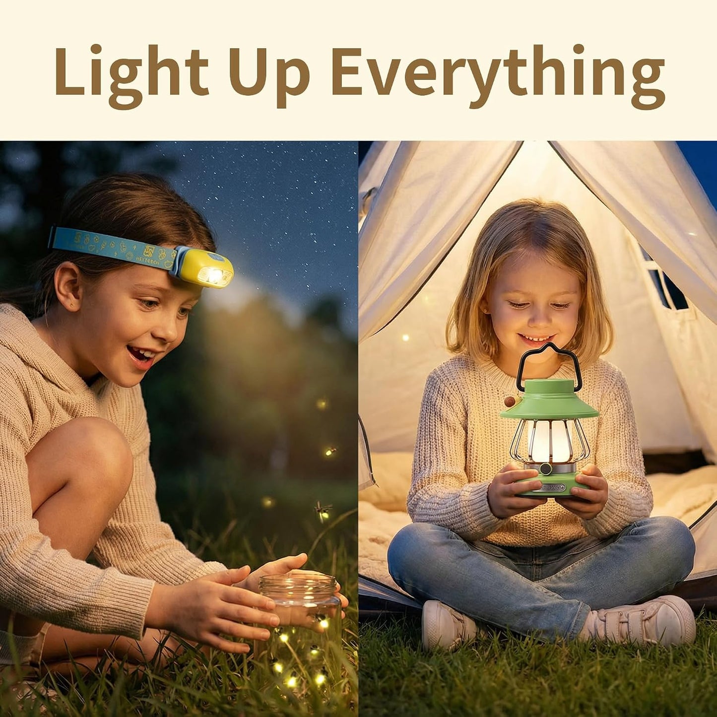 Linterna frontal para niños con sensor movimiento recargable USB-C