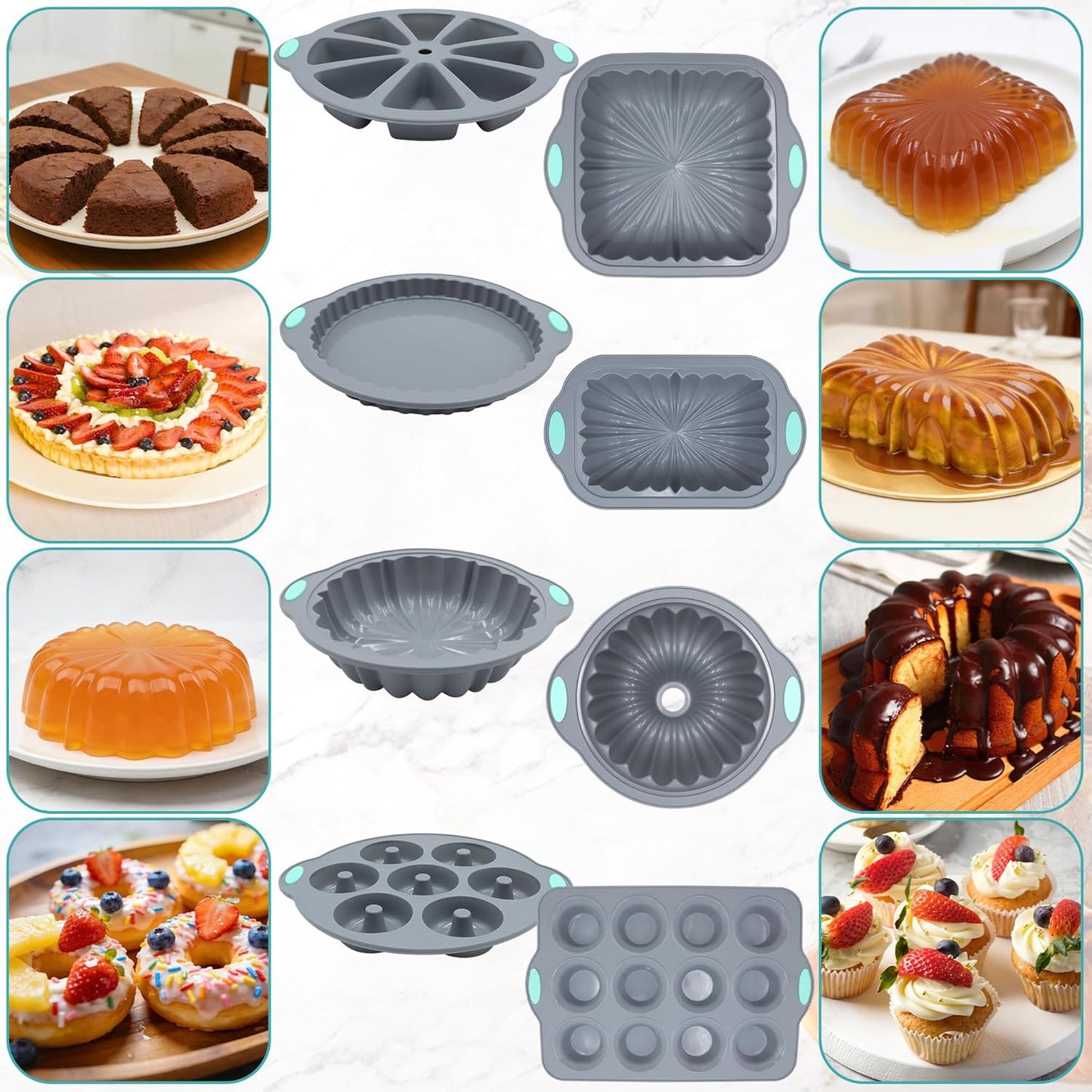 Juego de 51 moldes de silicona antiadherentes reutilizables